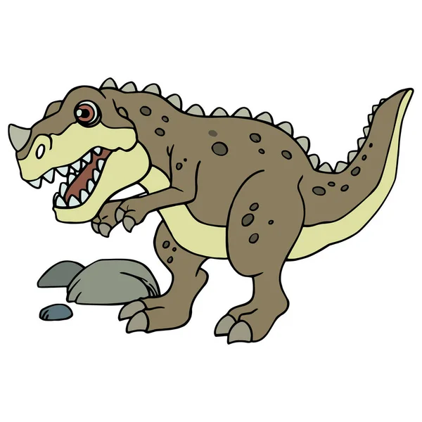 子供のための白い背景の上のかわいい漫画恐竜ティラノサウルス プリント シャツ カラー ブック 面白いで人懐っこいキャラクター子供用 — ストックベクタ