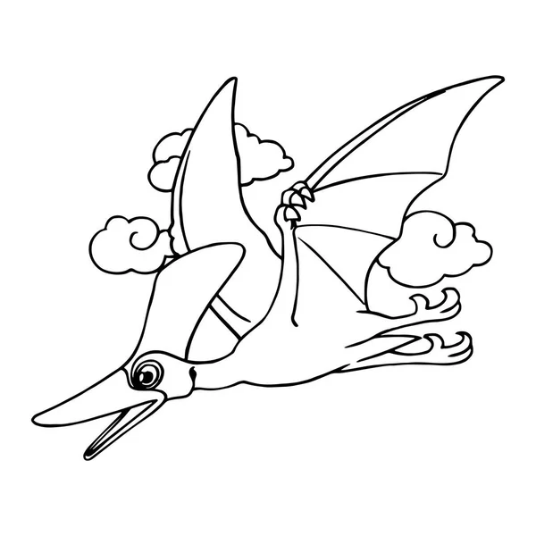 Lindo Pterodáctilo Dibujos Animados Sobre Fondo Blanco Para Impresiones Infantiles — Vector de stock