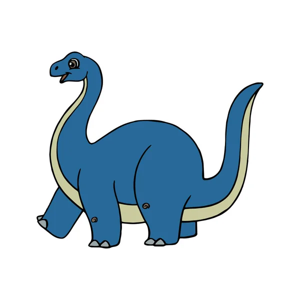 Schattige Cartoon Dinosaurus Diplodocus Witte Achtergrond Voor Childrens Wordt Afgedrukt — Stockvector