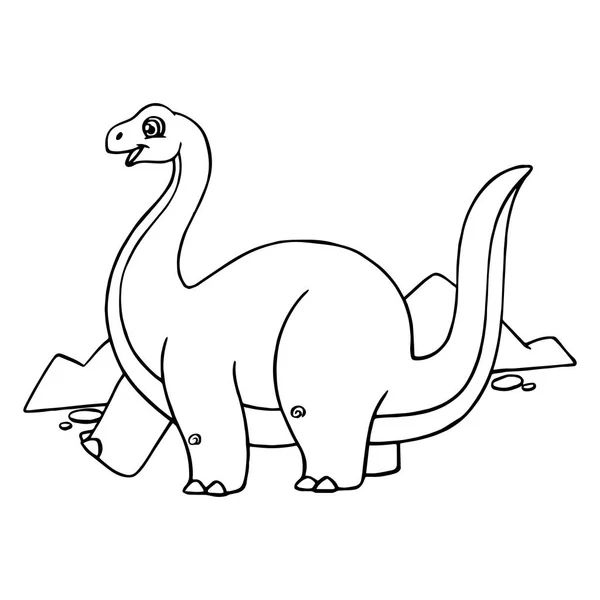 Mignon Dessin Animé Dinosaure Diplodocus Sur Fond Blanc Pour Les — Image vectorielle