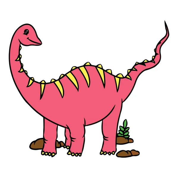 Симпатичный Мультяшный Динозавр Диплодок Белом Фоне Детских Рисунков Футболки Цветной — стоковый вектор