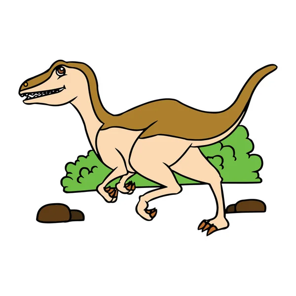 Lindo Velociraptor Dibujos Animados Sobre Fondo Blanco Para Impresiones Infantiles — Archivo Imágenes Vectoriales