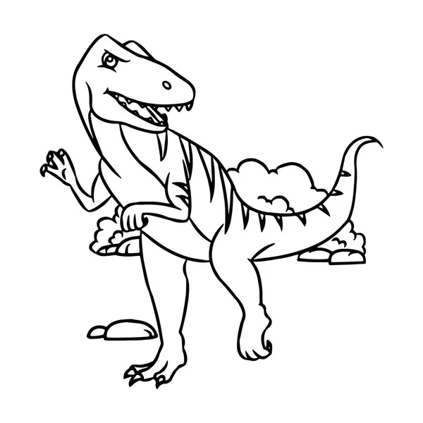 Velociraptor Desenho Animado Bonito Fundo Branco Para Impressões Infantis Shirt — Vetor de Stock