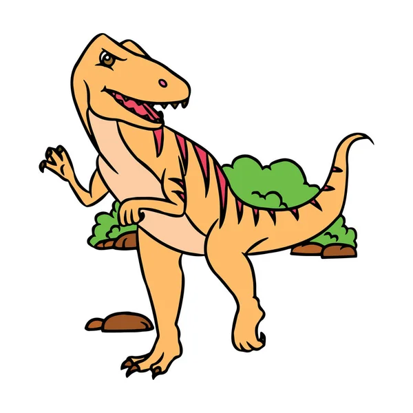 Lindo Velociraptor Dibujos Animados Sobre Fondo Blanco Para Impresiones Infantiles — Vector de stock