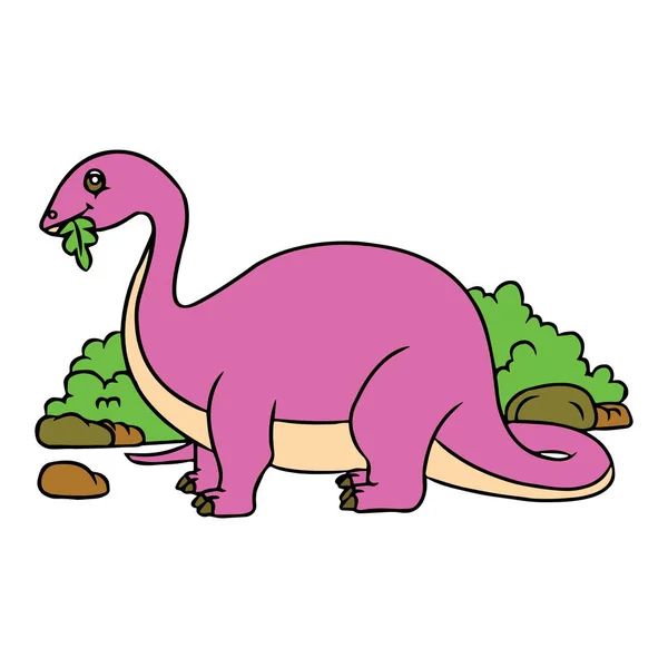 Diplodocus Dinossauro Desenho Animado Bonito Fundo Branco Para Impressões Infantis — Vetor de Stock