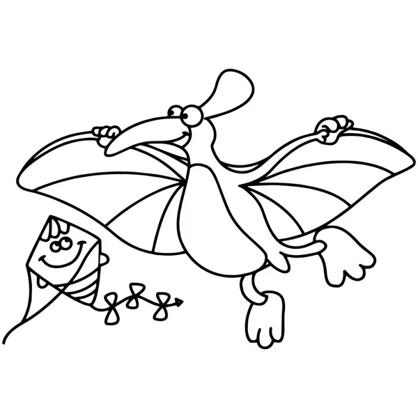 Sevimli Çizgi Pterodactyl Çocuk Için Beyaz Arka Plan Üzerinde Yazdırır — Stok Vektör