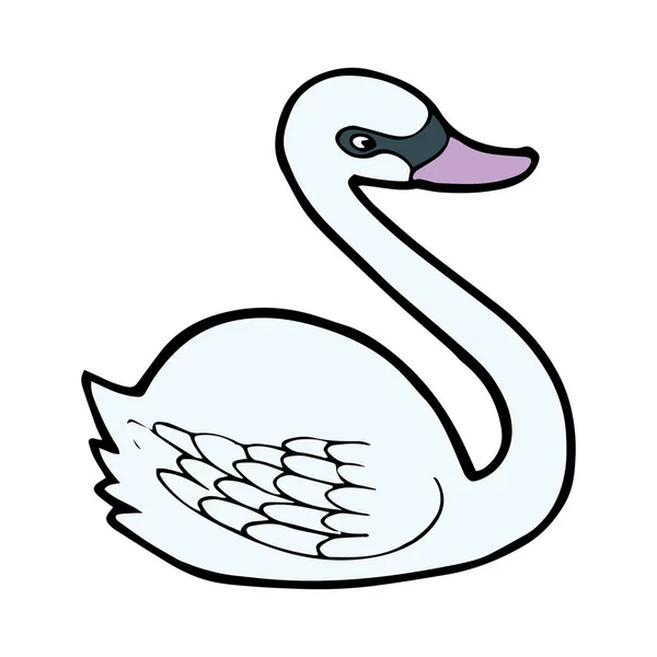 Lindo Cisne Dibujos Animados Sobre Fondo Blanco Para Estampados Infantiles — Vector de stock