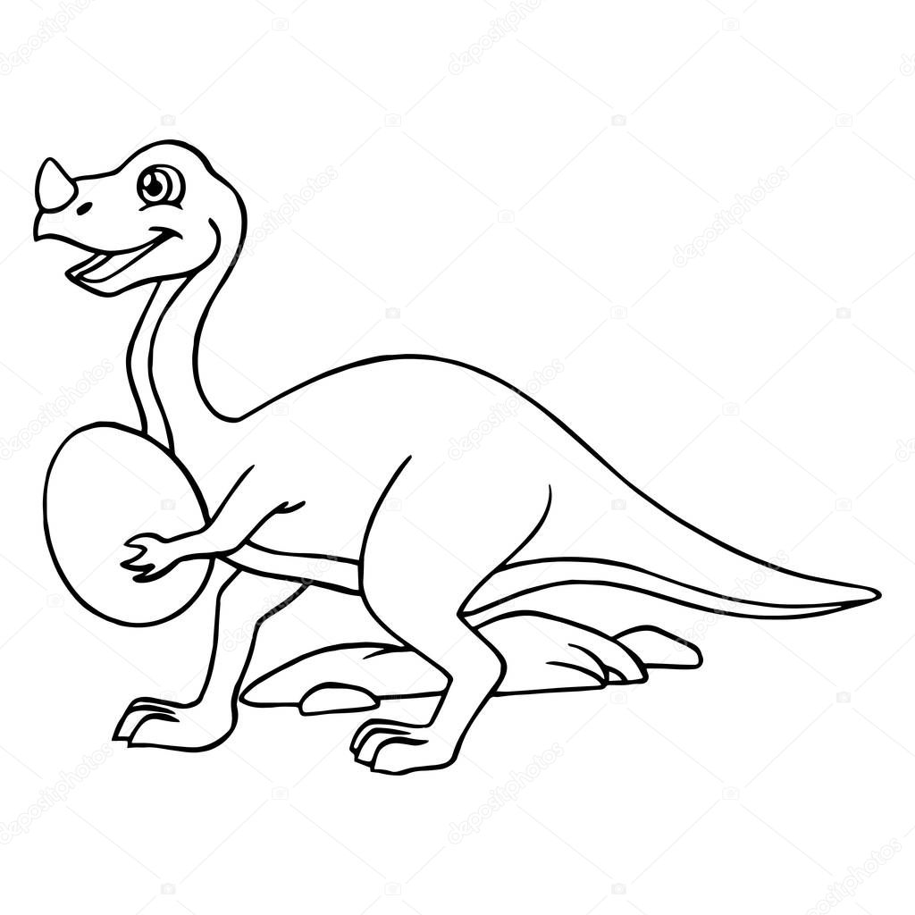 Cute cartoon velociraptor on white background for childrens prints, t-shirt, color book, funny and friendly character for kids