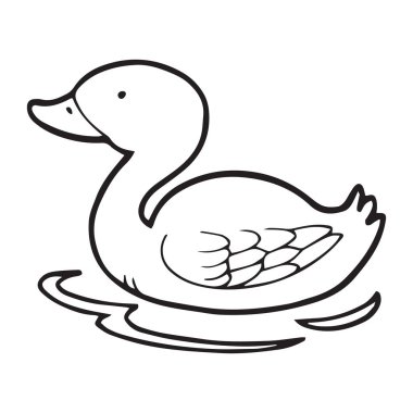 Sevimli çizgi ördek çocuk için beyaz arka plan üzerinde yazdırır, t-shirt, renkli kitap, çocuklar için eğlenceli ve samimi karakter