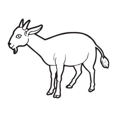 Sevimli çizgi keçi çocuk için beyaz arka plan üzerinde yazdırır, t-shirt, renkli kitap, çocuklar için eğlenceli ve samimi karakter