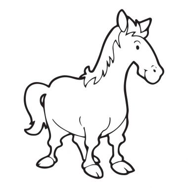 Sevimli çizgi at çocuk için beyaz arka plan üzerinde yazdırır, t-shirt, renkli kitap, çocuklar için eğlenceli ve samimi karakter