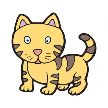 Sevimli çizgi buffalo çocuk için beyaz arka plan üzerinde yazdırır, t-shirt, renkli kitap, çocuklar için eğlenceli ve samimi karakter