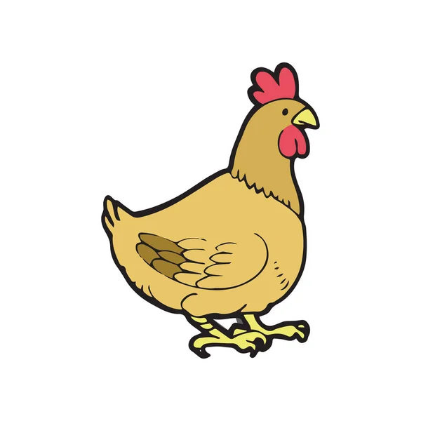 Mignon Dessin Animé Poule Sur Fond Blanc Pour Les Impressions — Image vectorielle