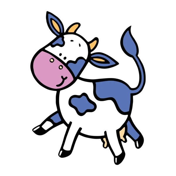Niedlichen Cartoon Kuh Auf Weißem Hintergrund Für Kinder Drucke Shirt — Stockvektor