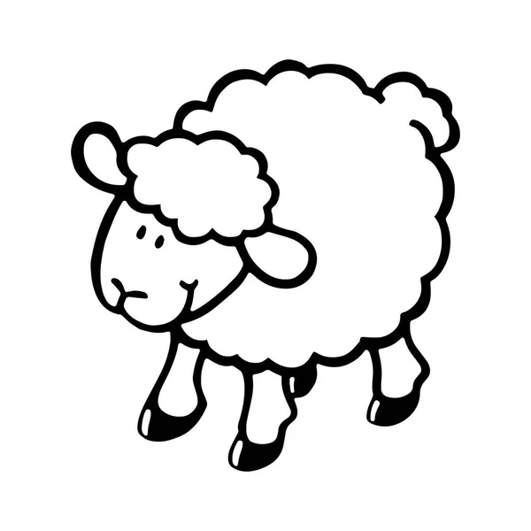 Mignon Mouton Dessin Animé Sur Fond Blanc Pour Les Impressions — Image vectorielle