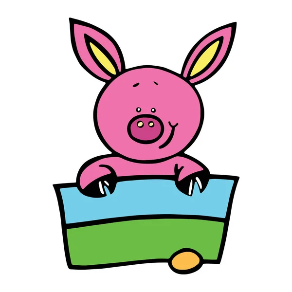 Niedlichen Cartoon Schwein Auf Weißem Hintergrund Für Kinder Drucke Shirt — Stockvektor