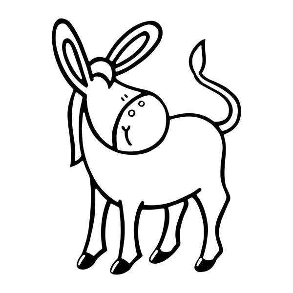 Bonito Burro Dibujos Animados Sobre Fondo Blanco Para Estampados Infantiles — Archivo Imágenes Vectoriales