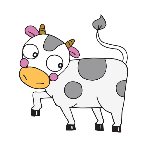 可爱的卡通奶牛白色背景的儿童版画 彩色书 有趣和友好的性格的孩子 — 图库矢量图片