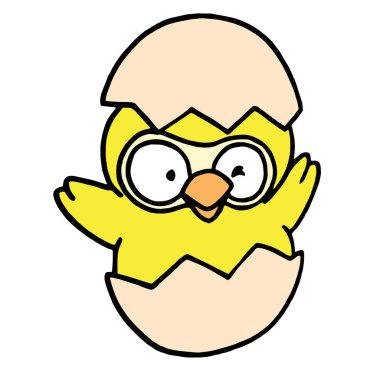 Sevimli çizgi tavuk çocuk için beyaz arka plan üzerinde yazdırır, t-shirt, renkli kitap, çocuklar için eğlenceli ve samimi karakter