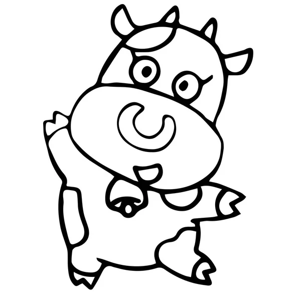 Niedlichen Cartoon Kuh Auf Weißem Hintergrund Für Kinder Drucke Shirt — Stockvektor