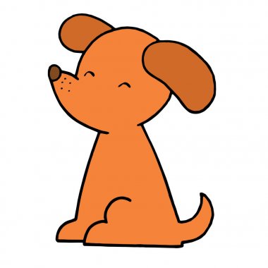 Sevimli çizgi köpek çocuk için beyaz arka plan üzerinde yazdırır, t-shirt, renkli kitap, çocuklar için eğlenceli ve samimi karakter