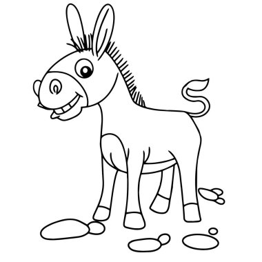 Sevimli çizgi katır çocuk için beyaz arka plan üzerinde yazdırır, t-shirt, renkli kitap, çocuklar için eğlenceli ve samimi karakter