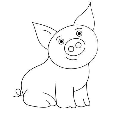 Sevimli çizgi domuz çocuk için beyaz arka plan üzerinde yazdırır, t-shirt, renkli kitap, çocuklar için eğlenceli ve samimi karakter