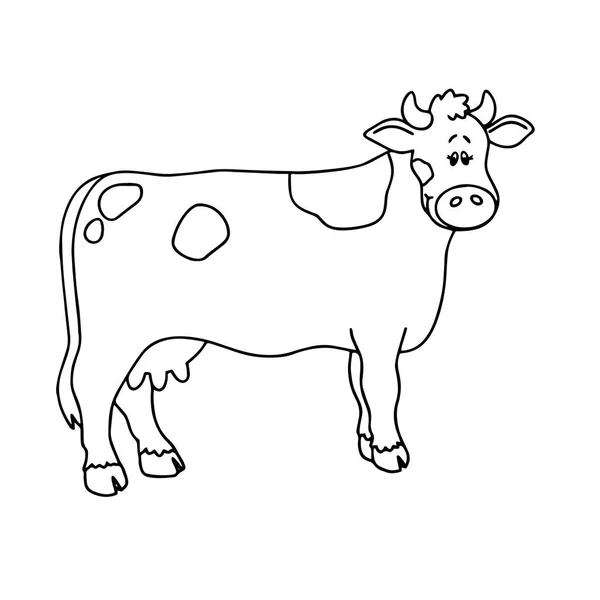 Carino Cartone Animato Mucca Sfondo Bianco Stampe Bambini Shirt Libro — Vettoriale Stock