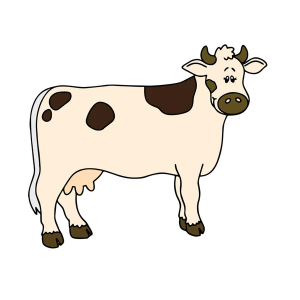 Mignonne Vache Dessin Animé Sur Fond Blanc Pour Les Imprimés — Image vectorielle