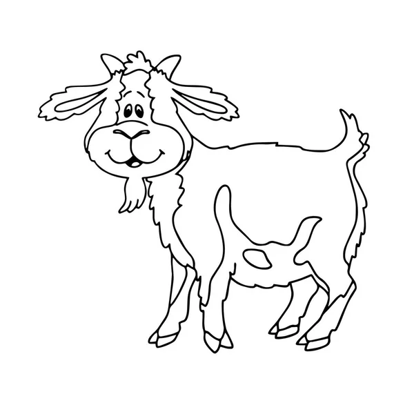 Roztomilý Kreslený Koza Bílém Pozadí Pro Dětské Tiskne Tričko Barva — Stockový vektor