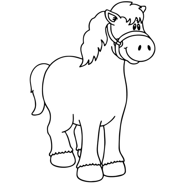 Kuda Kartun Yang Lucu Latar Belakang Putih Untuk Cetakan Anak - Stok Vektor