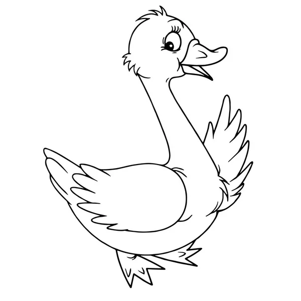 Sevimli çizgi ördek çocuk için beyaz arka plan üzerinde yazdırır, t-shirt, renkli kitap, çocuklar için eğlenceli ve samimi karakter