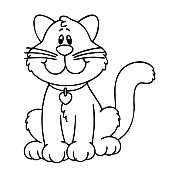 Sevimli çizgi kedi çocuk için beyaz arka plan üzerinde yazdırır, t-shirt, renkli kitap, çocuklar için eğlenceli ve samimi karakter