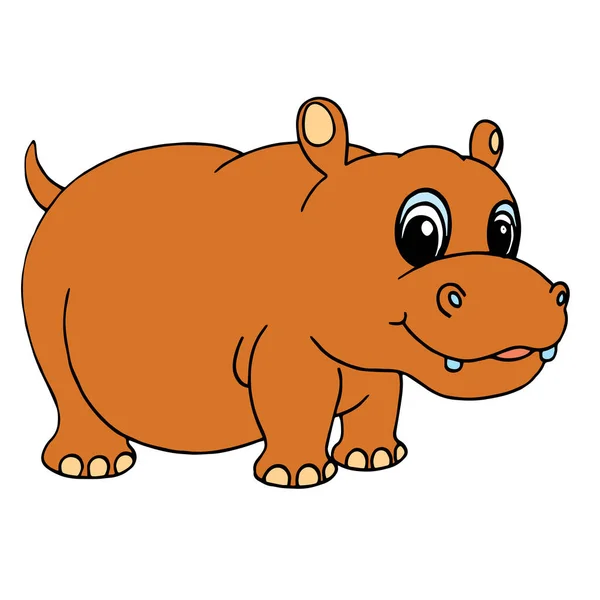 Sevimli Çizgi Hippo Çocuk Için Beyaz Arka Plan Üzerinde Yazdırır — Stok Vektör