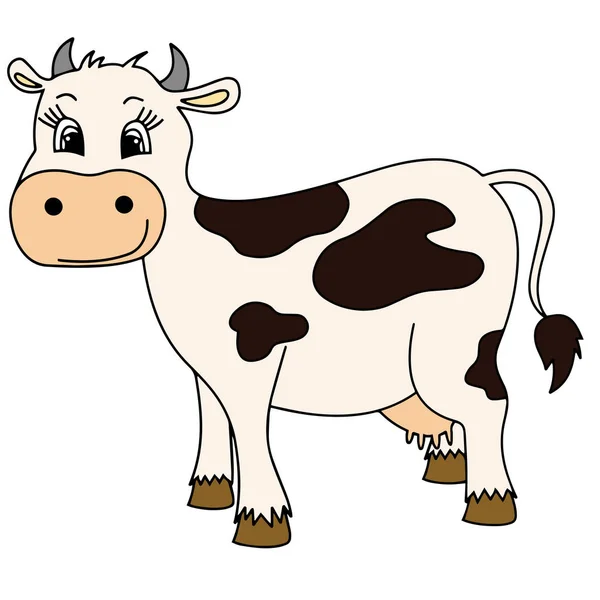 Vaca Desenho Animado Bonito Fundo Branco Para Impressões Infantis Shirt — Vetor de Stock