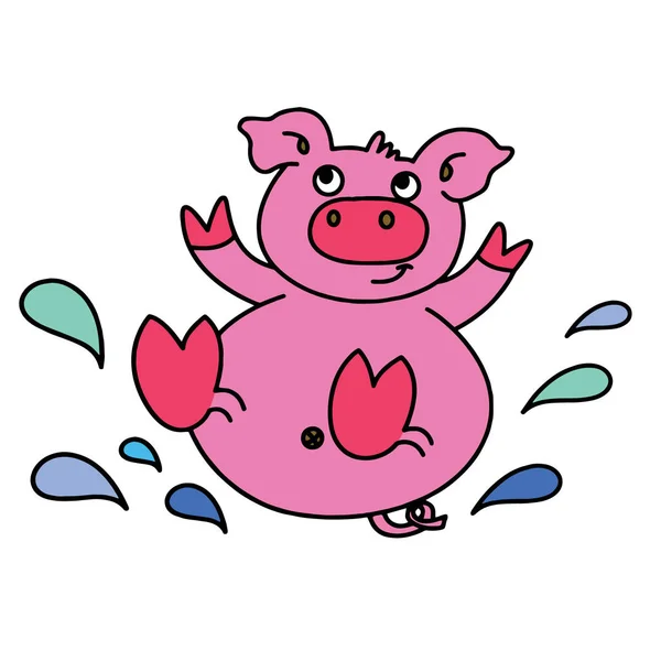 Niedlichen Cartoon Schwein Auf Weißem Hintergrund Für Kinder Drucke Shirt — Stockvektor