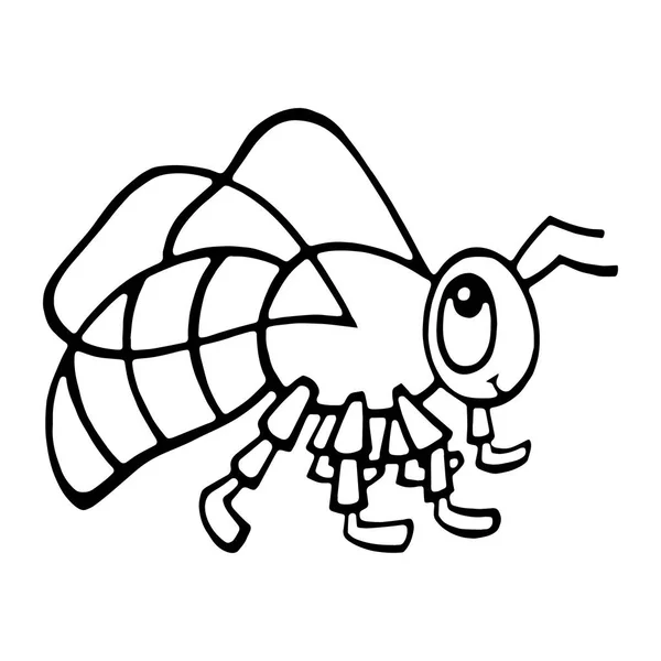 可爱的卡通蜜蜂白色背景的儿童版画 彩色书 有趣和友好的性格的孩子 — 图库矢量图片