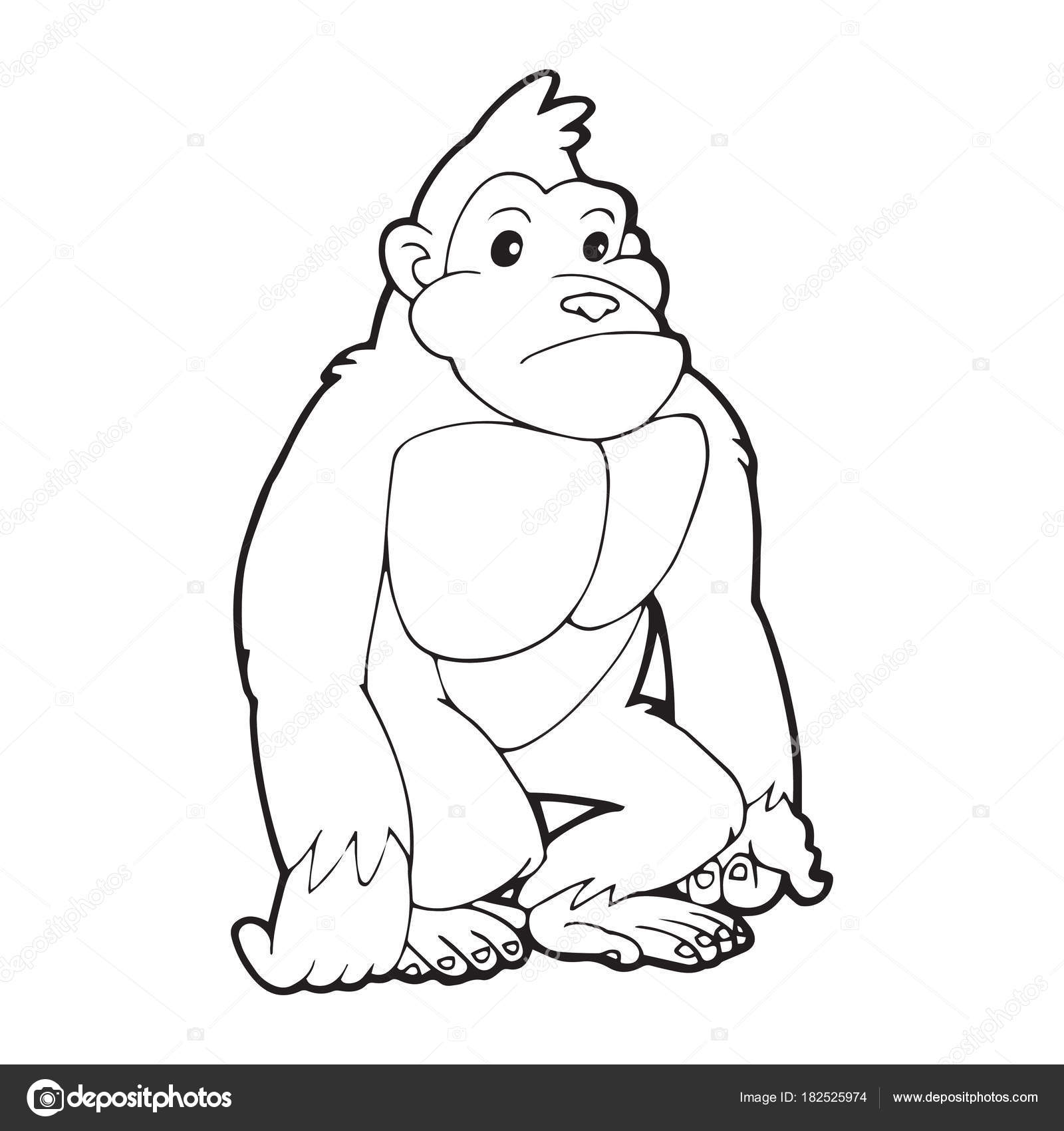 Cute Cartoon Gorilla White Background Childrens Prints Shirt Color Book  Stock Vector Image by ©Foxynguyen #182525974