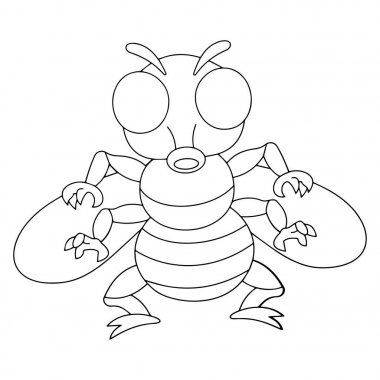 Sevimli çizgi sinek çocuk için beyaz arka plan üzerinde yazdırır, t-shirt, renkli kitap, çocuklar için eğlenceli ve samimi karakter