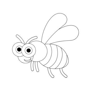 Sevimli çizgi arı çocuk için beyaz arka plan üzerinde yazdırır, t-shirt, renkli kitap, çocuklar için eğlenceli ve samimi karakter