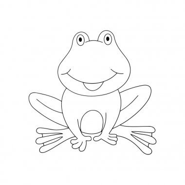 Sevimli çizgi kurbağa çocuk için beyaz arka plan üzerinde yazdırır, t-shirt, renkli kitap, çocuklar için eğlenceli ve samimi karakter