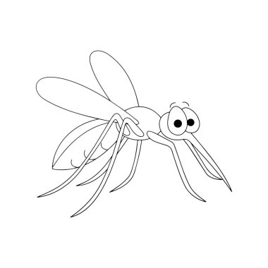 Sevimli çizgi sivrisinek çocuk için beyaz arka plan üzerinde yazdırır, t-shirt, renkli kitap, çocuklar için eğlenceli ve samimi karakter