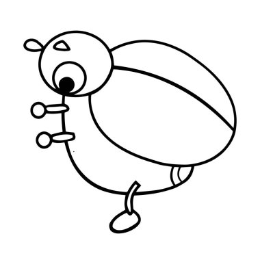 Sevimli çizgi böcek çocuk için beyaz arka plan üzerinde yazdırır, t-shirt, renkli kitap, çocuklar için eğlenceli ve samimi karakter