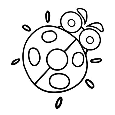 Sevimli çizgi uğur böceği çocuk için beyaz arka plan üzerinde yazdırır, t-shirt, renkli kitap, çocuklar için eğlenceli ve samimi karakter