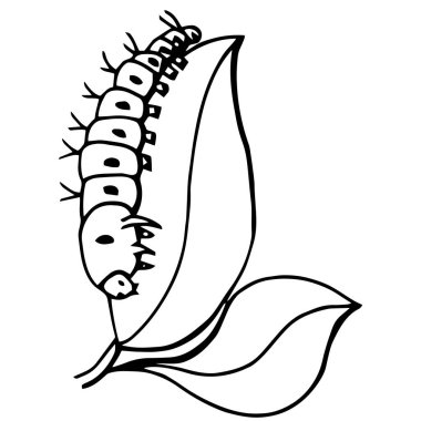 Sevimli çizgi tırtıl çocuk için beyaz arka plan üzerinde yazdırır, t-shirt, renkli kitap, çocuklar için eğlenceli ve samimi karakter