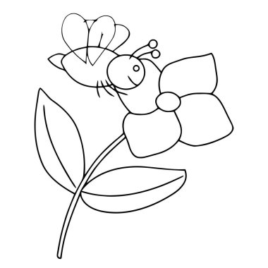 Sevimli çizgi arı çocuk için beyaz arka plan üzerinde yazdırır, t-shirt, renkli kitap, çocuklar için eğlenceli ve samimi karakter