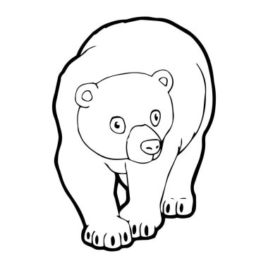 Sevimli çizgi ayı çocuk için beyaz arka plan üzerinde yazdırır, t-shirt, renkli kitap, çocuklar için eğlenceli ve samimi karakter