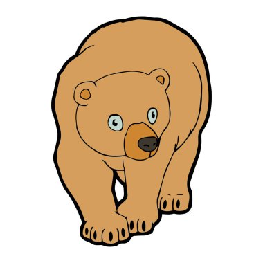 Sevimli çizgi ayı çocuk için beyaz arka plan üzerinde yazdırır, t-shirt, renkli kitap, çocuklar için eğlenceli ve samimi karakter