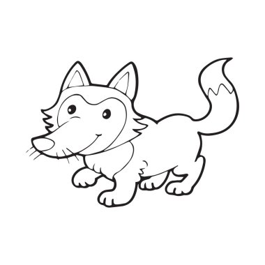 Sevimli çizgi fox çocuk için beyaz arka plan üzerinde yazdırır, t-shirt, renkli kitap, çocuklar için eğlenceli ve samimi karakter