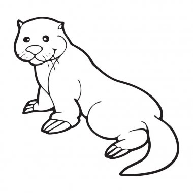 Sevimli çizgi otter çocuk için beyaz arka plan üzerinde yazdırır, t-shirt, renkli kitap, çocuklar için eğlenceli ve samimi karakter